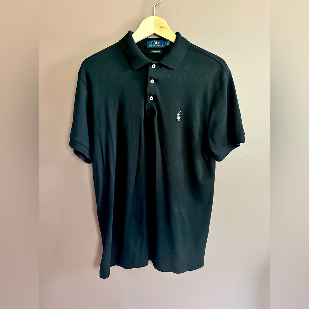 Men’s Polo Ralph Lauren Short Sleeve Collared Shirt Black Size M